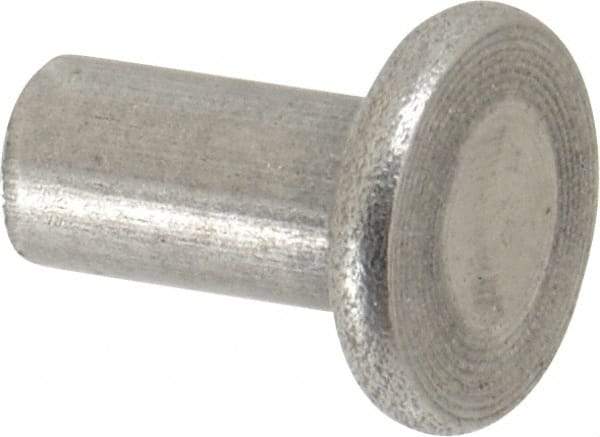 RivetKing - 1/4" Body Diam, Flat Uncoated Steel Solid Rivet - 1/2" Length Under Head - Eagle Tool & Supply