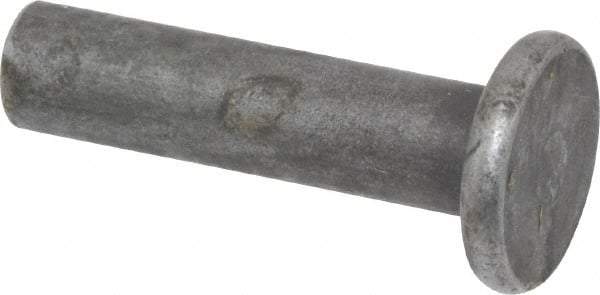 RivetKing - 1/4" Body Diam, Flat Steel Solid Rivet - 1" Length Under Head - Eagle Tool & Supply