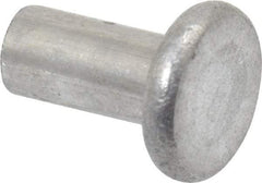 RivetKing - 1/8" Body Diam, Flat Aluminum Solid Rivet - 1/4" Length Under Head, Grade 1100F - Eagle Tool & Supply