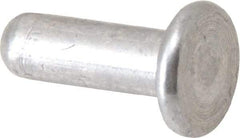 RivetKing - 1/8" Body Diam, Flat Uncoated Aluminum Solid Rivet - 3/8" Length Under Head, Grade 1100F - Eagle Tool & Supply