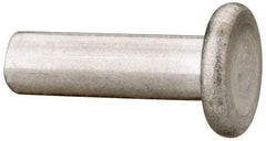 RivetKing - 3/16" Body Diam, Flat Uncoated Aluminum Solid Rivet - 5/8" Length Under Head, Grade 1100F - Eagle Tool & Supply