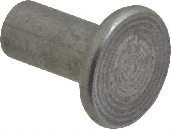 RivetKing - 1/4" Body Diam, Flat Uncoated Aluminum Solid Rivet - 1/2" Length Under Head, Grade 1100F - Eagle Tool & Supply