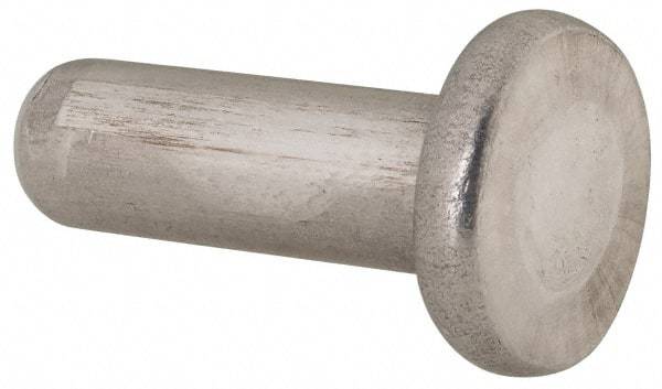 RivetKing - 1/4" Body Diam, Flat Uncoated Aluminum Solid Rivet - 3/4" Length Under Head, Grade 1100F - Eagle Tool & Supply