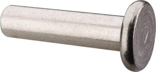 RivetKing - 1/4" Body Diam, Flat Uncoated Aluminum Solid Rivet - 1" Length Under Head, Grade 1100F - Eagle Tool & Supply