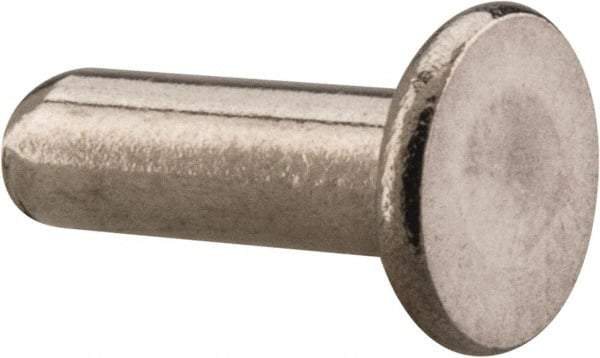 RivetKing - 1/8" Body Diam, Flat Uncoated Stainless Steel Solid Rivet - 3/8" Length Under Head, Grade 18-8 - Eagle Tool & Supply