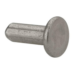 RivetKing - 3/16" Body Diam, Flat Uncoated Stainless Steel Solid Rivet - 1/2" Length Under Head, Grade 18-8 - Eagle Tool & Supply