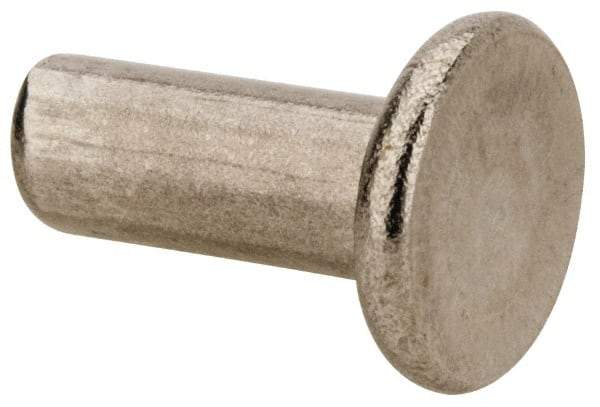 RivetKing - 1/4" Body Diam, Flat Uncoated Stainless Steel Solid Rivet - 5/8" Length Under Head, Grade 18-8 - Eagle Tool & Supply