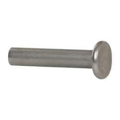 RivetKing - 1/4" Body Diam, Flat Uncoated Stainless Steel Solid Rivet - 1-1/4" Length Under Head, Grade 18-8 - Eagle Tool & Supply