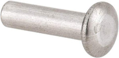 RivetKing - 1/8" Body Diam, Universal Uncoated Aluminum Solid Rivet - 1/2" Length Under Head, Grade 1100F - Eagle Tool & Supply