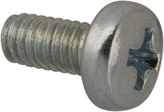 Value Collection - M2.5x0.45, 5mm Length Under Head Phillips Drive Machine Screw - Pan Head, Grade 4.8 Steel, Zinc-Plated Finish, Without Washer - Eagle Tool & Supply
