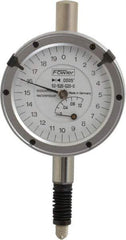 Fowler - 1/8" Range, 0-20-0 Dial Reading, 0.0005" Graduation Dial Drop Indicator - Revolution Counter - Eagle Tool & Supply