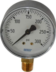 Wika - 2-1/2" Dial, 1/4 Thread, 0-300 Scale Range, Pressure Gauge - Lower Connection Mount, Accurate to 3-2-3% of Scale - Eagle Tool & Supply