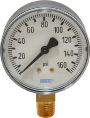 Wika - 2-1/2" Dial, 1/4 Thread, 0-160 Scale Range, Pressure Gauge - Lower Connection Mount, Accurate to 3-2-3% of Scale - Eagle Tool & Supply