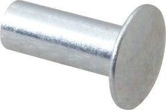 RivetKing - 0.134 to 0.141" Hole Diam, Round Head, Zinc Plated Steel, Semi Tubular Rivet - 3/8 Head Diam, 1/2" Length Under Head, 3/16 Body Diam - Eagle Tool & Supply