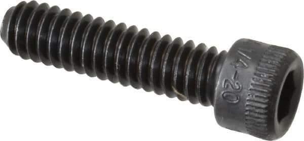 Made in USA - 1/4-20 UNC Hex Socket Drive, Socket Cap Screw - Alloy Steel, Black Oxide Finish, Fully Threaded, 1" Length Under Head - Eagle Tool & Supply