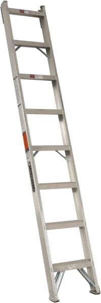 Louisville - 8 Steps, 8' High, Type IA Rating, Aluminum Shelf Ladder - 300 Lb Capacity, 15-1/4" Base Width - Eagle Tool & Supply