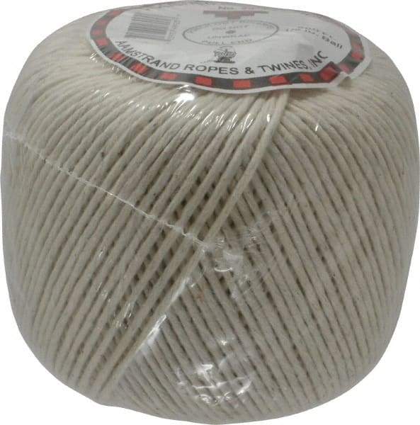 Made in USA - 0.058 Inch Diameter, Cotton Twine Ball - 45 Lbs. Breaking Strength, White, 1,190 Ft. per Lb. - Eagle Tool & Supply