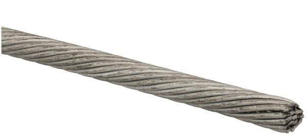 Value Collection - 1/8" Diam, Aircraft Cable Wire - 2,100 Lb Breaking Strength, 1 x 19 Single Strand - Eagle Tool & Supply