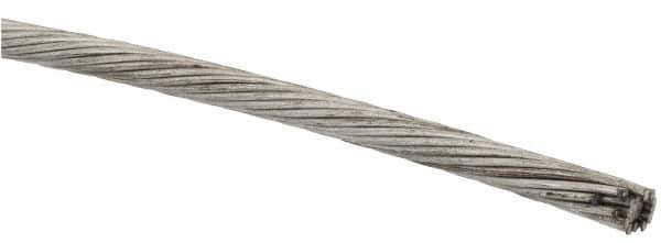 Value Collection - 3/16" Diam, Aircraft Cable Wire - 4,700 Lb Breaking Strength, 1 x 19 Single Strand - Eagle Tool & Supply