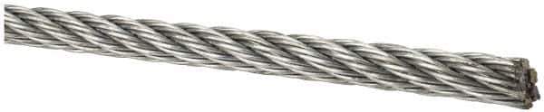 Lift-All - 1/4" Diam, Aircraft Cable Wire - 6,100 Lb Breaking Strength, 7 x 7 Strand Core - Eagle Tool & Supply