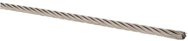 Lift-All - 1/8" Diam, Stainless Steel Wire Rope - 1,300 Lb Breaking Strength, Material Grade 316, 7 x 19 Strand Core - Eagle Tool & Supply