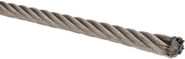 Lift-All - 3/8 Inch Diameter Stainless Steel Wire Rope - 11,000 Lbs. Breaking Strength, Material Grade 316, 7 x 19 Strand Core - Eagle Tool & Supply