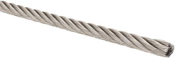 Lift-All - 5/32" Diam, Stainless Steel Wire Rope - 2,400 Lb Breaking Strength, Material Grade 304, 7 x 19 Strand Core - Eagle Tool & Supply