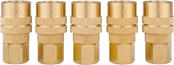 Value Collection - 5 Piece 1/4" Body 1/4 NPT 145 psi Brass Industrial Pneumatic Coupling Plug Set - Eagle Tool & Supply