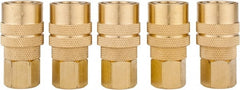 Value Collection - 5 Piece 1/4" Body 1/4 NPT 145 psi Brass Industrial Pneumatic Coupling Plug Set - Eagle Tool & Supply