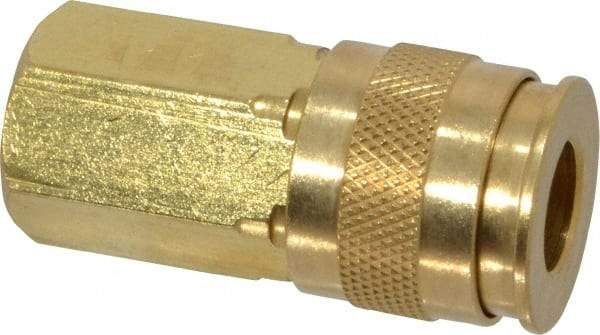 Value Collection - 1/4 Female NPT Universal Pneumatic Hose Coupler - Brass, 1/4" Body Diam - Eagle Tool & Supply