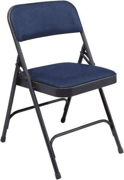 NPS - 18-3/4" Wide x 20-1/4" Deep x 29-1/2" High, Vinyl Folding Chair with Vinyl Padded Seat - Dark Midnight Blue - Eagle Tool & Supply