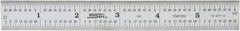 SPI - 6" Long, 1/64, 1/32" Graduation, Rigid Spring Steel Rule - 10R Graduation Style, 3/4" Wide, Silver, Satin Chrome Finish - Eagle Tool & Supply