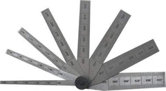 SPI - 0.1 to 0.5 Inch Measurement, 8 Leaf Taper Gage - 2-1/2 Inch Long, Tempered Steel, 0.001 Inch Graduation - Eagle Tool & Supply
