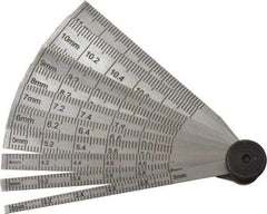 SPI - 2 to 12mm Measurement, 10 Leaf Taper Gage - 64mm Long, Tempered Steel, 0.02mm Graduation - Eagle Tool & Supply