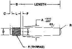 Value Collection - Size 9, 0.589" Large End Diam, Passivated Stainless Steel 1/2-20 Threaded Taper Pin - Grade 303, 18-8, 6 Pin Length - Eagle Tool & Supply