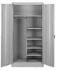 Tennsco - 6 Shelf Combination Storage Cabinet - Steel, 36" Wide x 24" Deep x 78" High, Putty - Eagle Tool & Supply