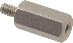 Electro Hardware - #4-40, 11/16" OAL, 1/4" Across Flats, Stainless Steel Hex Male/Female Circuit Board Standoffs - 1/4" Thread Depth, 1/2" Body Length, Bright Finish - Eagle Tool & Supply