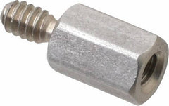 Electro Hardware - #6-32, 5/8" OAL, 1/4" Across Flats, Stainless Steel Hex Male/Female Circuit Board Standoffs - 3/8" Thread Depth, 3/8" Body Length, Bright Finish - Eagle Tool & Supply