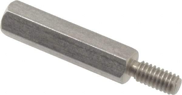 Electro Hardware - #8-32, 1-3/8" OAL, 1/4" Across Flats, Stainless Steel Hex Male/Female Circuit Board Standoffs - 7/16" Thread Depth, 1" Body Length, Bright Finish - Eagle Tool & Supply