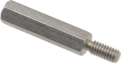 Electro Hardware - #8-32, 1-3/8" OAL, 1/4" Across Flats, Stainless Steel Hex Male/Female Circuit Board Standoffs - 7/16" Thread Depth, 1" Body Length, Bright Finish - Eagle Tool & Supply