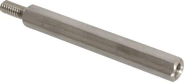 Electro Hardware - #8-32, 2-3/8" OAL, 1/4" Across Flats, Stainless Steel Hex Male/Female Circuit Board Standoffs - 7/16" Thread Depth, 2" Body Length, Bright Finish - Eagle Tool & Supply