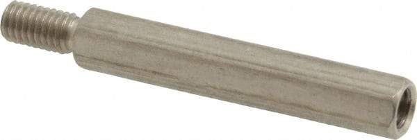 Electro Hardware - #10-32, 1-7/8" OAL, 1/4" Across Flats, Stainless Steel Hex Male/Female Circuit Board Standoffs - 1/2" Thread Depth, 1-1/2" Body Length, Bright Finish - Eagle Tool & Supply