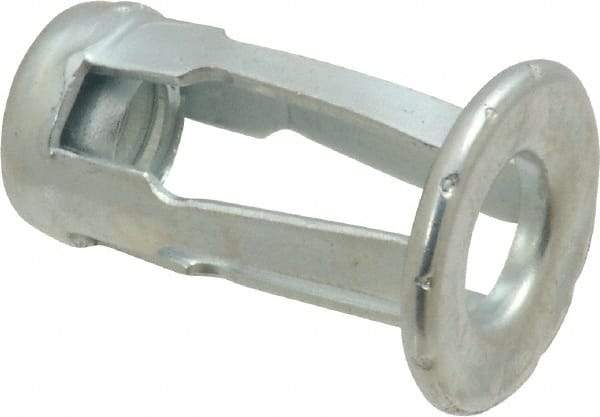 Au-Ve-Co Products - 1/4-20 UNC Thread, Zinc Plated, Steel, Screwdriver Installed Rivet Nut - 3/16 to 3/8" Grip, 5/8" Flange Diam, 0.919" Long - Eagle Tool & Supply