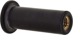 Au-Ve-Co Products - #10-32, 0.562" Diam x 0.051" Thick Flange, Rubber Insulated Rivet Nut - UNF Thread, Neoprene, 1" Long x 3/8" Body Diam, 1.051" OAL - Eagle Tool & Supply