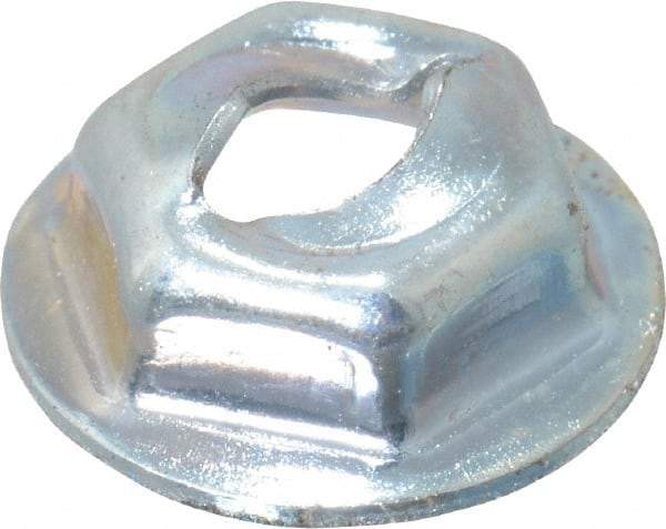 Value Collection - 1/8" Hole Diam, 7/16" OD, 5/16" Width Across Flats Washer Lock Nut - Zinc-Plated Spring Steel, For Use with Non Threaded Fasteners - Eagle Tool & Supply