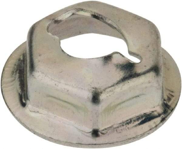 Au-Ve-Co Products - 3/16" Hole Diam, 1/2" OD, 3/8" Width Across Flats Washer Lock Nut - Zinc-Plated Spring Steel, For Use with Non Threaded Fasteners - Eagle Tool & Supply