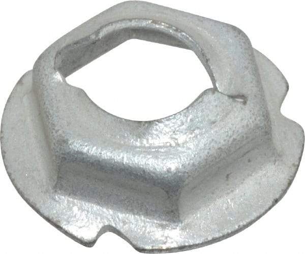 Au-Ve-Co Products - 1/4" Hole Diam, 19/32" OD, 7/16" Width Across Flats Washer Lock Nut - Zinc-Plated Spring Steel, For Use with Non Threaded Fasteners - Eagle Tool & Supply