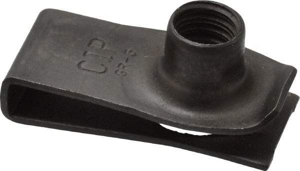 Au-Ve-Co Products - 5/16-18 Screw, 0.025 to 0.15" Thick, Spring Steel Extruded Tapped Hole U Nut - 27/32" Center Edge, Black Phosphate Finish - Eagle Tool & Supply