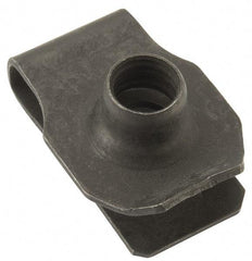 Au-Ve-Co Products - 3/8-16 Screw, 0.05 to 0.2" Thick, Spring Steel Extruded Tapped Hole U Nut - 3/4" Center Edge, Black Phosphate Finish - Eagle Tool & Supply