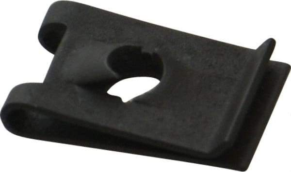 Value Collection - #10 Screw, 0.025 to 0.064" Thick, Spring Steel Standard U Nut - 3/8" Center Edge, Black Phosphate Finish - Eagle Tool & Supply